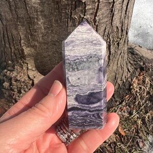 Purple (2) peacock agate tower | crystal